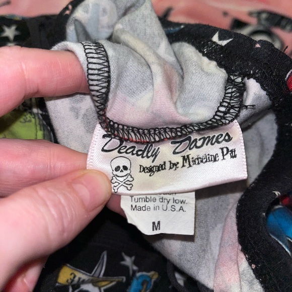 RARE Deadly Dames Tattoo Rock n’ Roll Wiggle Strapless Dress Size Medium - Picture 5 of 6